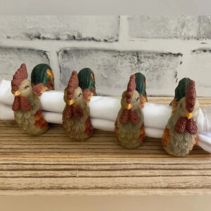 Lot of 4 adorable chicken rooster table napkin holders